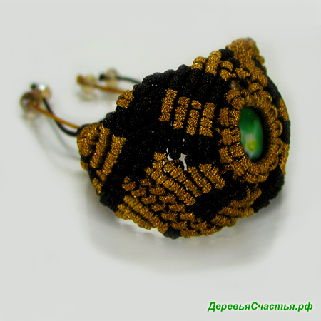 Плетеный браслет Тигрица из муранского стекла
