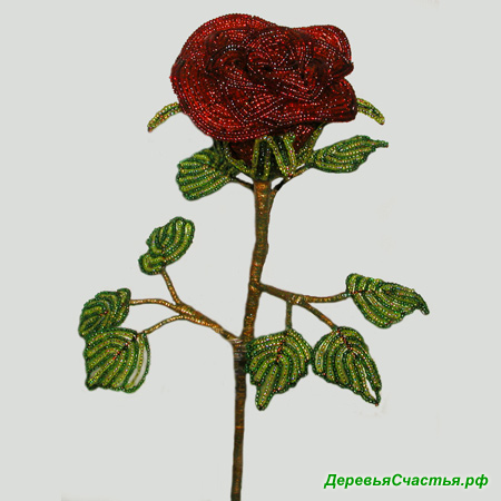 Красная роза любви из бисера