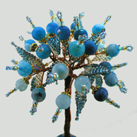 Дерево любви из голубого агата в вазочке из оникса