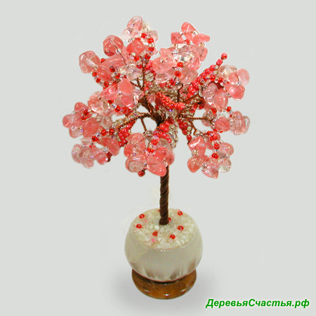 Купить миниатюрное дерево здоровья из халцедона в вазочке из оникса