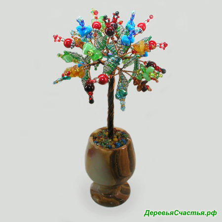 Дерево из камней-самоцветов Праздник души. Купить изделия из камней