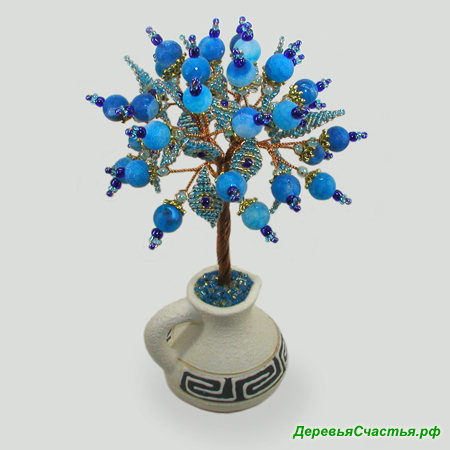 Дерево из голубого агата На счастье. Купить подарок из агата