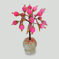 Миниатюрное дерево счастья из розового агата. Купить подарок из розового агата