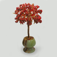 Дерево из коралла Цвет счастья в вазочке из оникса. Исполнение 2