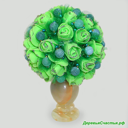 Цветы из агата Агатовое очарование в вазочке из оникса