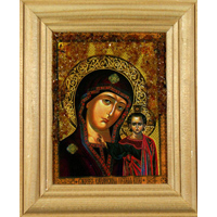Картина Казанская Божья Матерь из янтаря