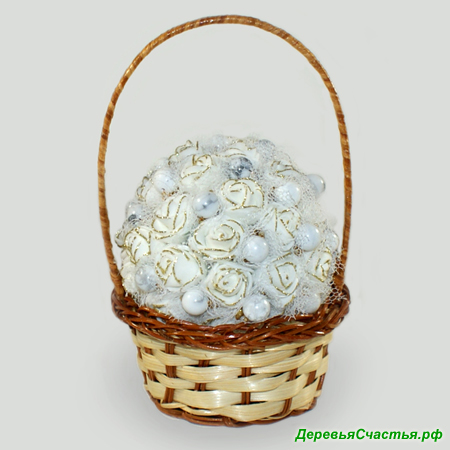 Корзинка цветов с кахолонгом (молочным опалом) Опаловое торжество 