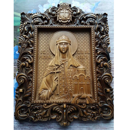 Купить резную икону «Святая Ольга». Исполнение 2