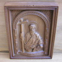 Резная икона миниатюрная «Апостол Андрей Первозванный». Исполнение 3