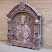 Резная икона в киотной рамке миниатюрная «Господь Вседержитель»