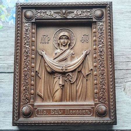 Резная икона миниатюрная «Покров Пресвятой Богородицы»